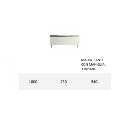 Madia con Scocca e Ante in Mdf Base a 4 Piedi Made in Italy - Corallo