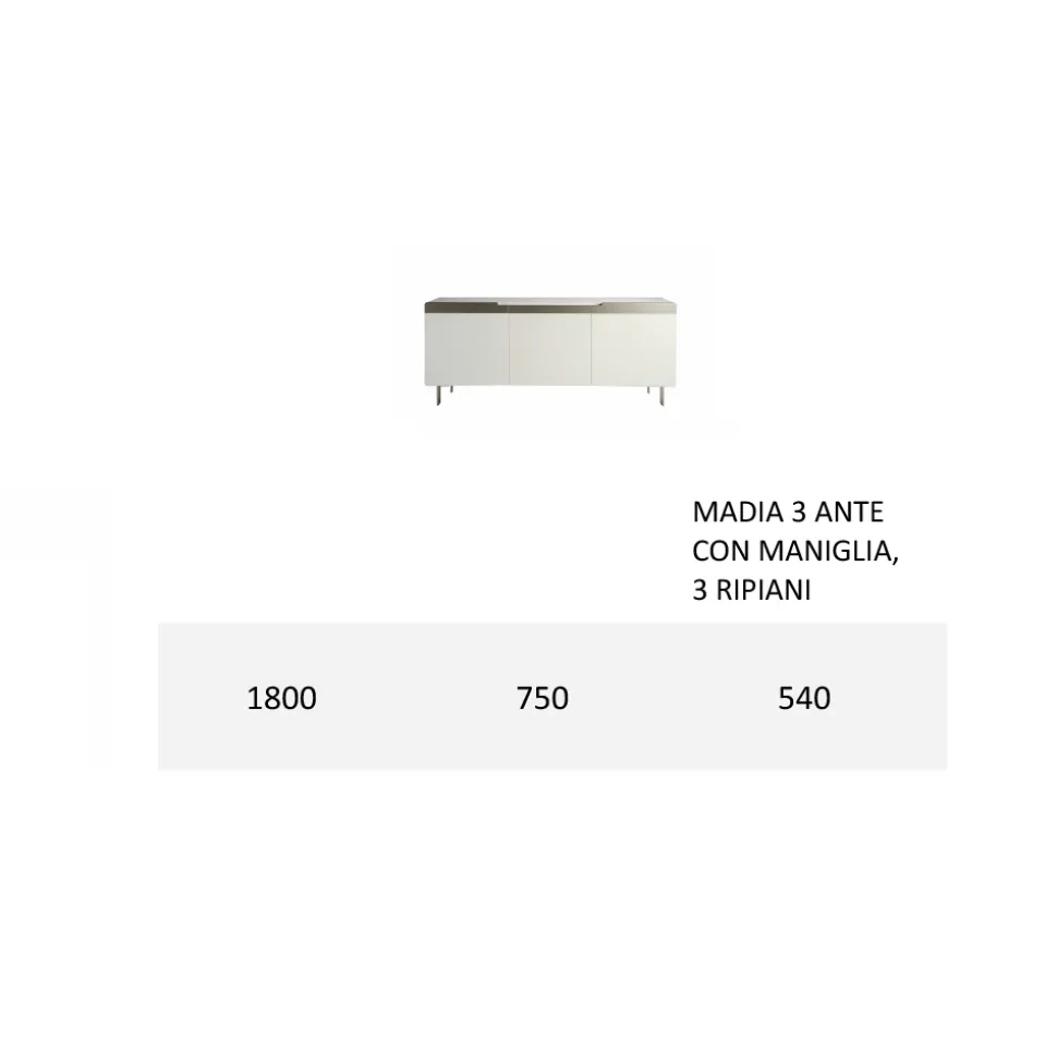 Madia con Scocca e Ante in Mdf Base a 4 Piedi Made in Italy - Corallo