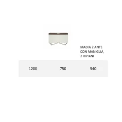 Madia con Struttura in Mdf Bianco 2 Piedi in Ferro Made in Italy - Corallo