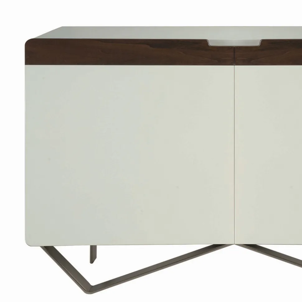 Madia con Struttura in Mdf Bianco 2 Piedi in Ferro Made in Italy - Corallo