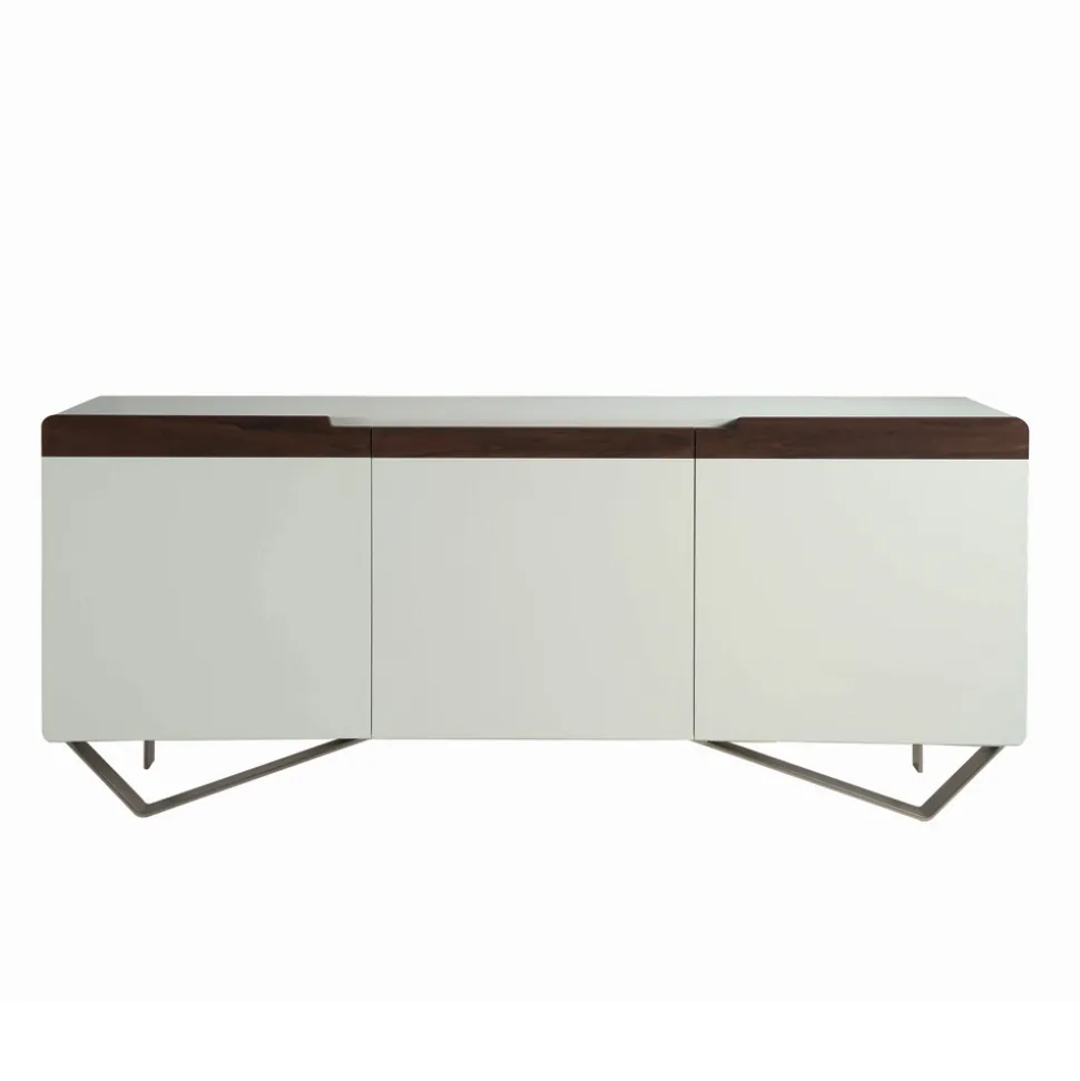 Madia con Struttura in Mdf Bianco 2 Piedi in Ferro Made in Italy - Corallo