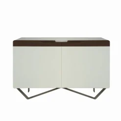 Madia con Struttura in Mdf Bianco 2 Piedi in Ferro Made in Italy - Corallo