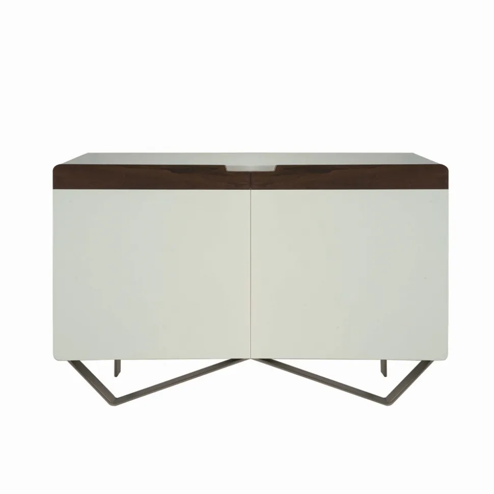 Madia con Struttura in Mdf Bianco 2 Piedi in Ferro Made in Italy - Corallo