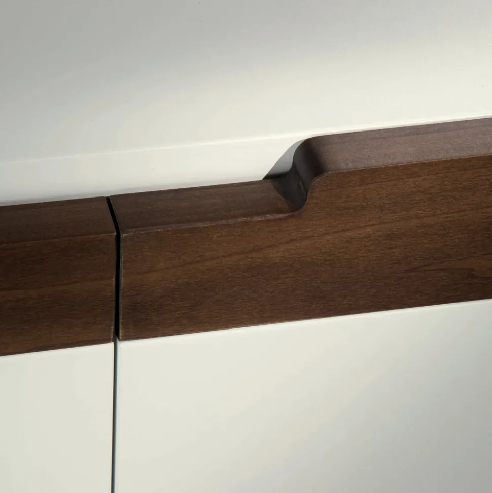 Madia con Struttura in Mdf Bianco 2 Piedi in Ferro Made in Italy - Corallo