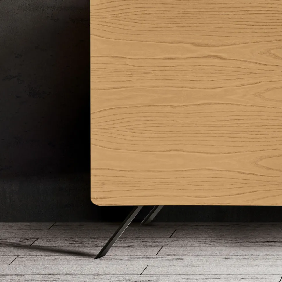 Madia da Salotto con 4 Ante in Finitura Frassino Naturale Made in Italy - Melek