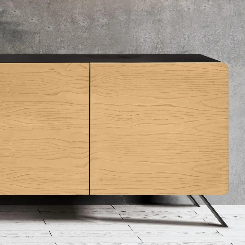 Madia da Salotto con 4 Ante in Finitura Frassino Naturale Made in Italy - Melek