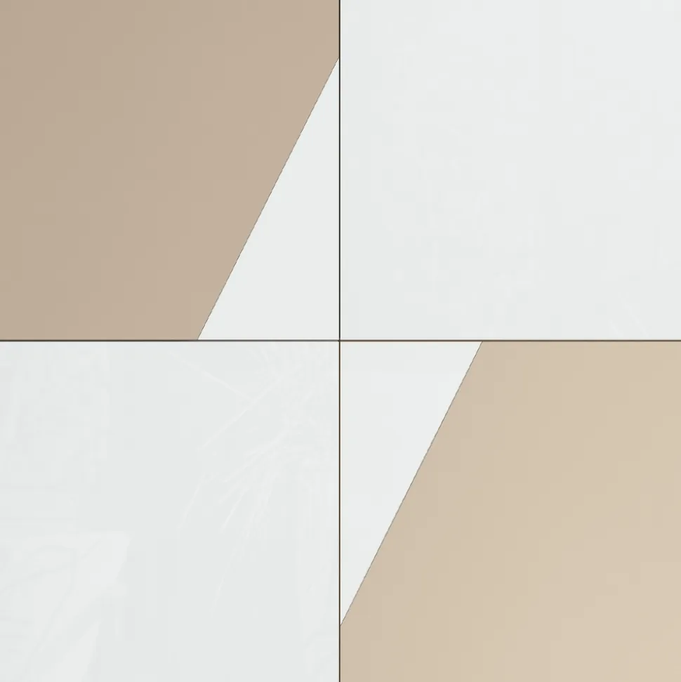 Madia da Salotto con 4 Ante in Finitura White Glass e Visone Made in Italy - Eva