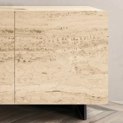 Madia da Salotto con 2 Ante in Finitura Marmo Travertino Made in Italy - Jon
