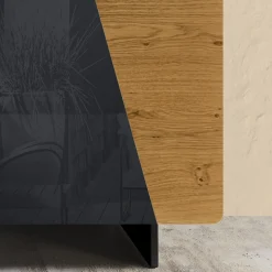 Madia da Salotto con 2 Ante in Finitura Rovere Nodato Country e Antracite Glass - Ove