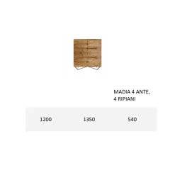 Madia da Salotto in Mdf con Appoggio a 2 Piedi Made in Italy - Rosalba