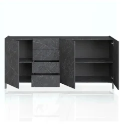 Madia da Salotto Rivestita in Melaminico Finitura Marmo Made in Italy - Zinco