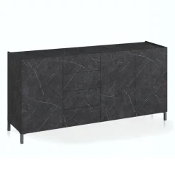 Madia da Salotto Rivestita in Melaminico Finitura Marmo Made in Italy - Zinco