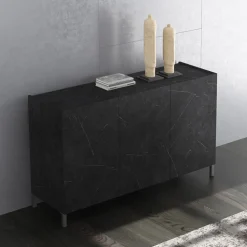 Madia da Salotto Rivestita in Melaminico Finitura Marmo Made in Italy - Zinco