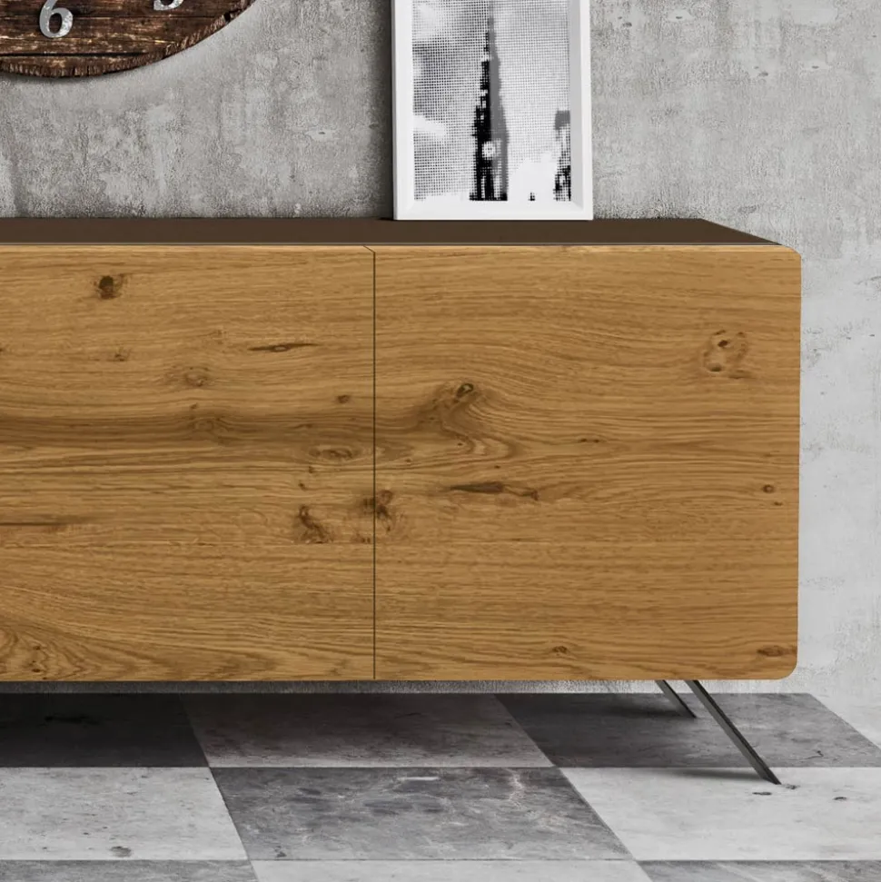 Madia da Soggiorno con 4 Ante in Finitura Rovere Nodato Country - Even