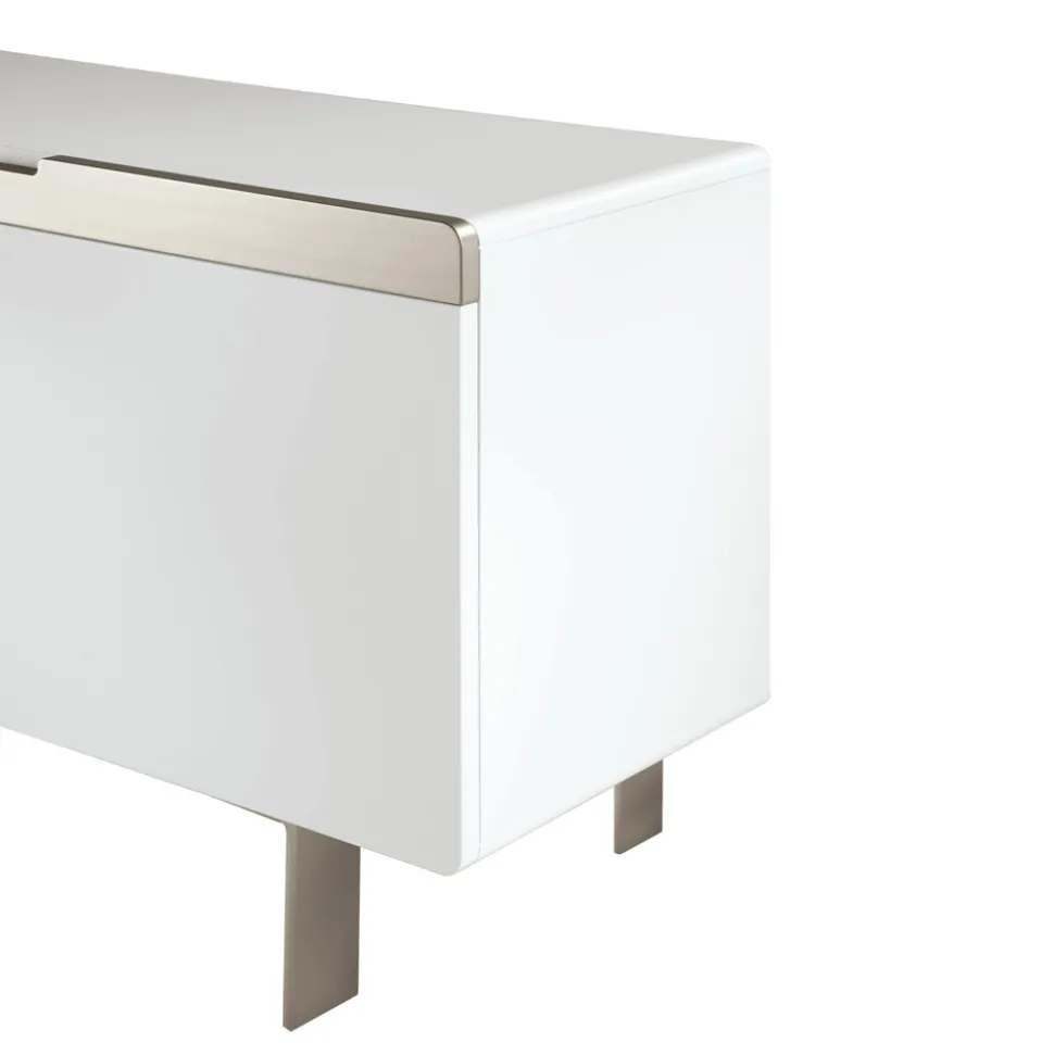 Madia da Soggiorno con 4 Ante in MDF Finitura Bianca e Nichel Made in Italy - Emie