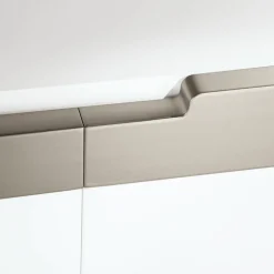 Madia da Soggiorno con 4 Ante in MDF Finitura Bianca e Nichel Made in Italy - Emie