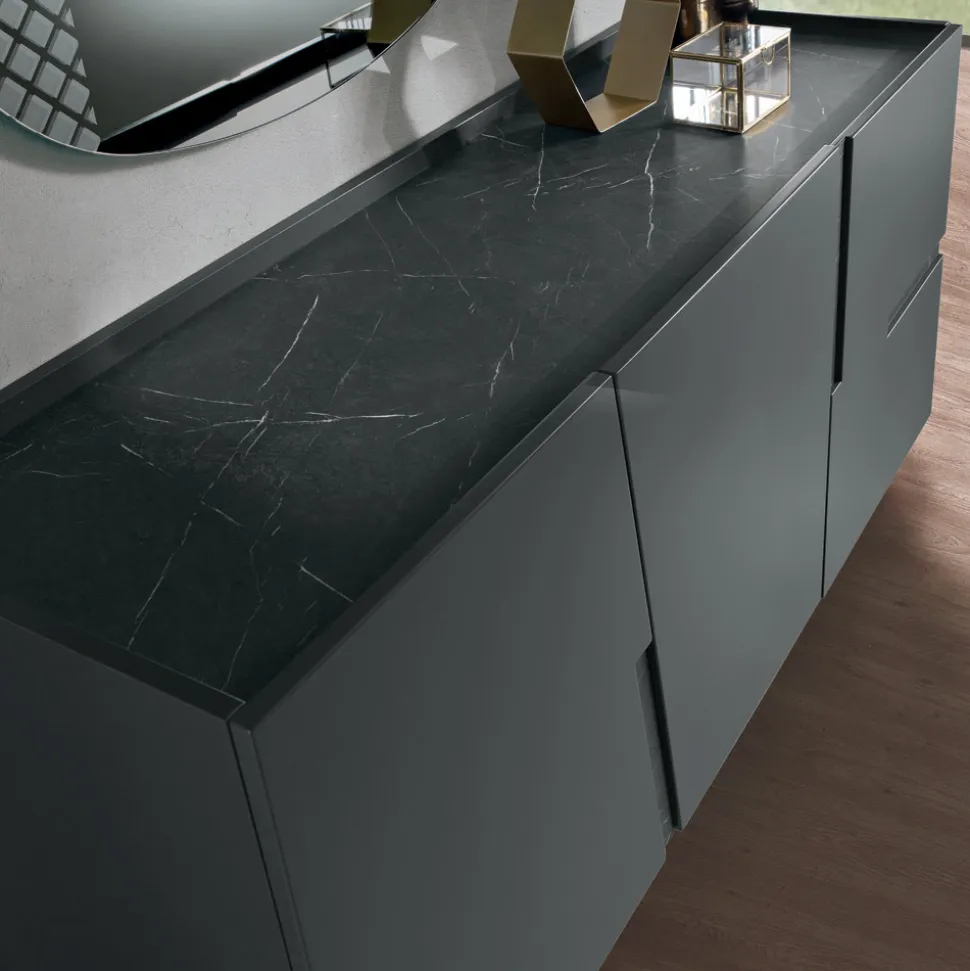 Madia da Soggiorno con 3 Ante in MDF Laccato Made in Italy - Elena