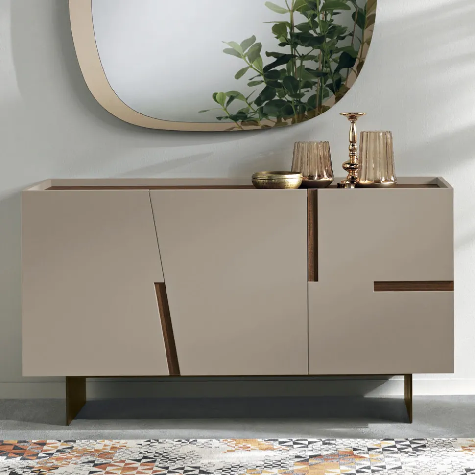 Madia da Soggiorno con 3 Ante in MDF Laccato Made in Italy - Elena