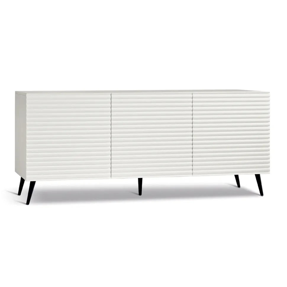 Madia da Soggiorno con 3 Ante in MDF Rivestito in PVC Laccato Made in Italy - Desideria