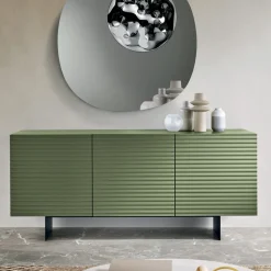 Madia da Soggiorno con 3 Ante in MDF Rivestito in PVC Laccato Made in Italy - Desideria