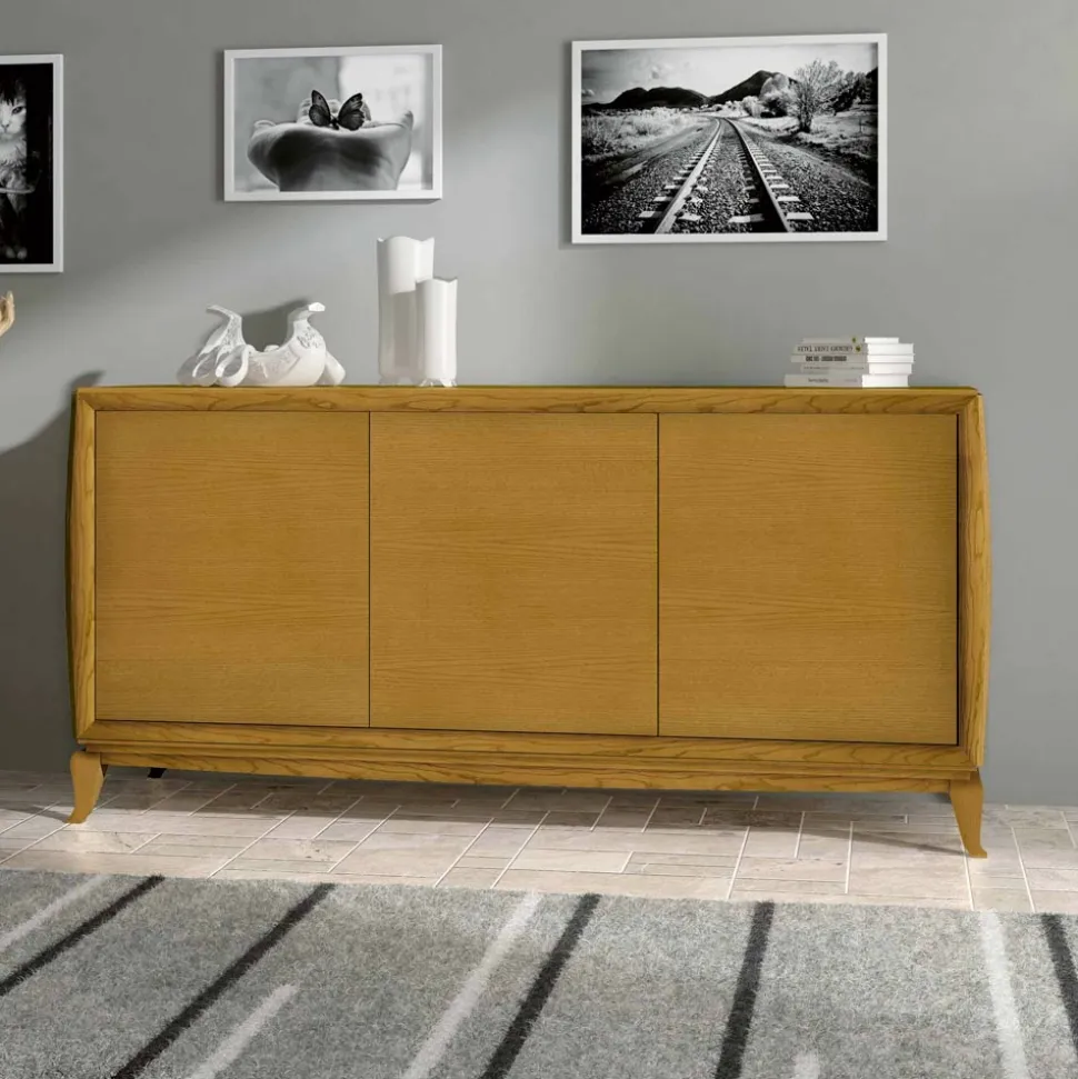 Madia da Soggiorno con 3 Ante in Finitura Frassino Tinto Made in Italy - Striade
