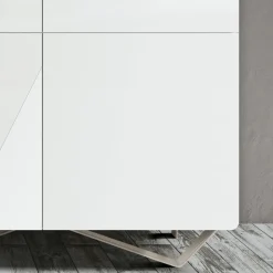 Madia da Soggiorno con 4 Ante in Finitura White Glass Made in Italy - Eline