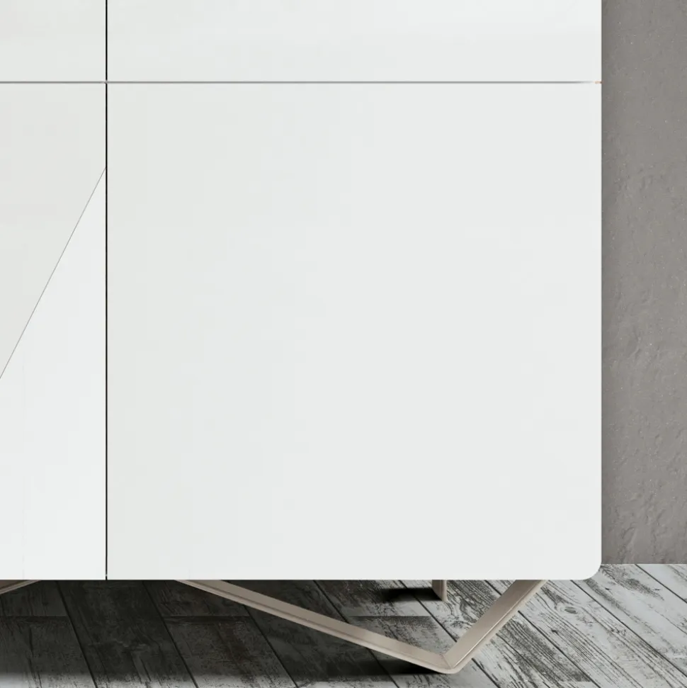 Madia da Soggiorno con 4 Ante in Finitura White Glass Made in Italy - Eline