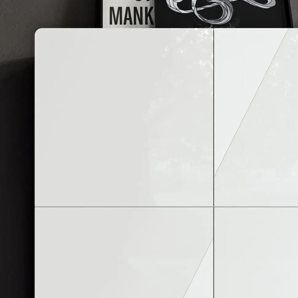 Madia da Soggiorno con 4 Ante in Finitura White Glass Made in Italy - Eline