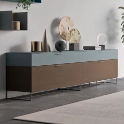 Madia da Soggiorno in Legno Ecologico con Cassetti e Top Laccato - Tamara