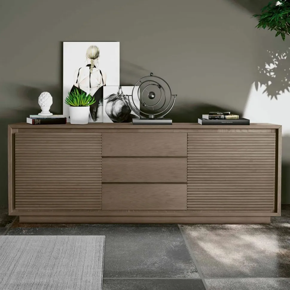 Madia da Soggiorno in Legno Finitura Fumo con Ante Made in Italy - Ramisia