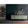 Madia da Soggiorno in Legno Nero Opaco e Vetro, Lusso Made in Italy - Senese
