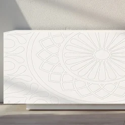 Madia da Soggiorno in Mdf Bianco con Bassorilievo Made in Italy - Stilea