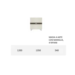 Madia da Soggiorno in Mdf e Appoggio a 4 Gambe Made in Italy - Teresina