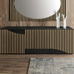 Madia da Zona Living con 3 Ante in Finitura Rovere Nodato Nordico - Linda