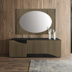 Madia da Zona Living con 3 Ante in Finitura Rovere Nodato Nordico - Linda