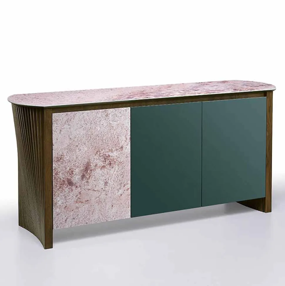 Madia di Lusso in Gres con Struttura in Legno e Mdf Made in Italy - Cunea