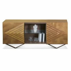 Madia in Legno a 2 o 4 Ante con Ripiani in Cristallo Made in Italy - Gardena
