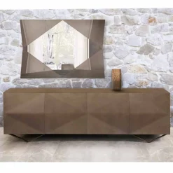 Madia in Legno a 2 o 4 Ante con Ripiani in Cristallo Made in Italy - Gardena