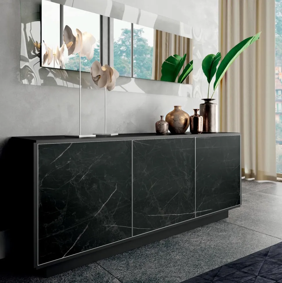 Madia in Legno con 2 o 3 Ante in Laminato HPL Made in Italy - Fiorenza
