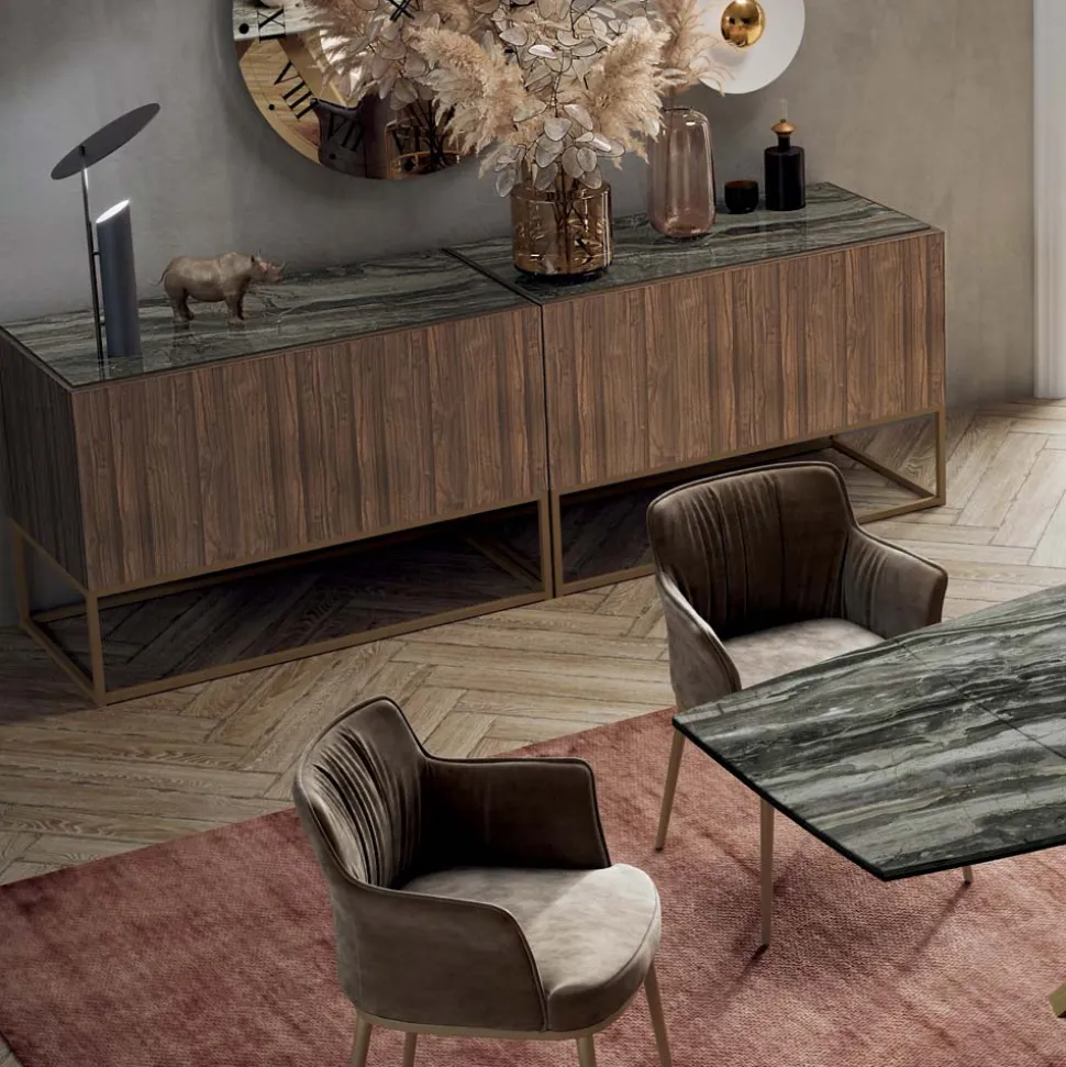 Madia in Legno Impiallacciato Noce Canaletto Made in Italy - Salerno