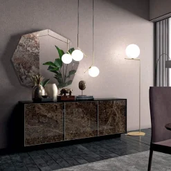 Madia in Legno Laccato con 2 o 3 Ante in Ceramica Made in Italy - Fiorenza