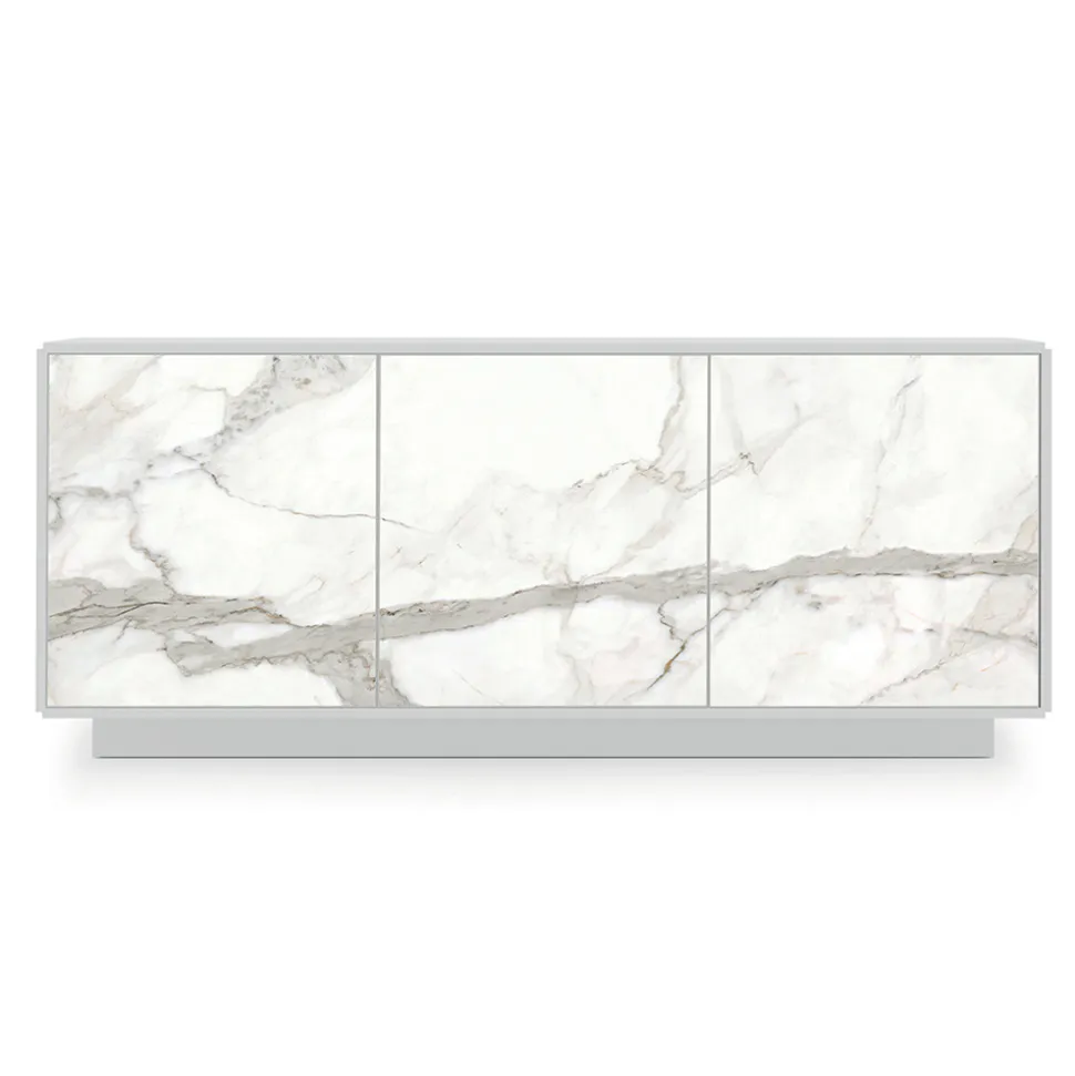 Madia in Legno Laccato con 2 o 3 Ante in Ceramica Made in Italy - Fiorenza