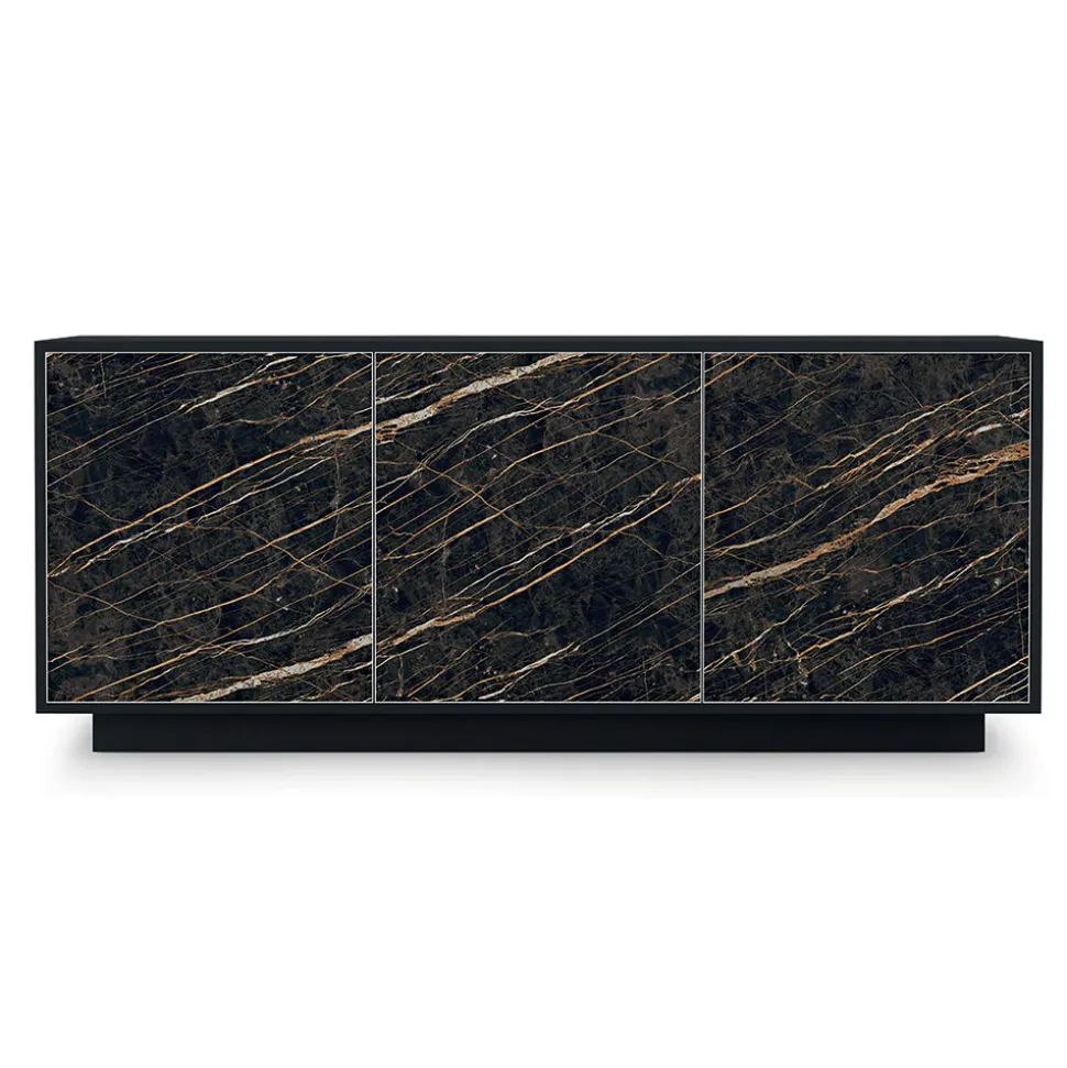 Madia in Legno Laccato con 2 o 3 Ante in Ceramica Made in Italy - Fiorenza