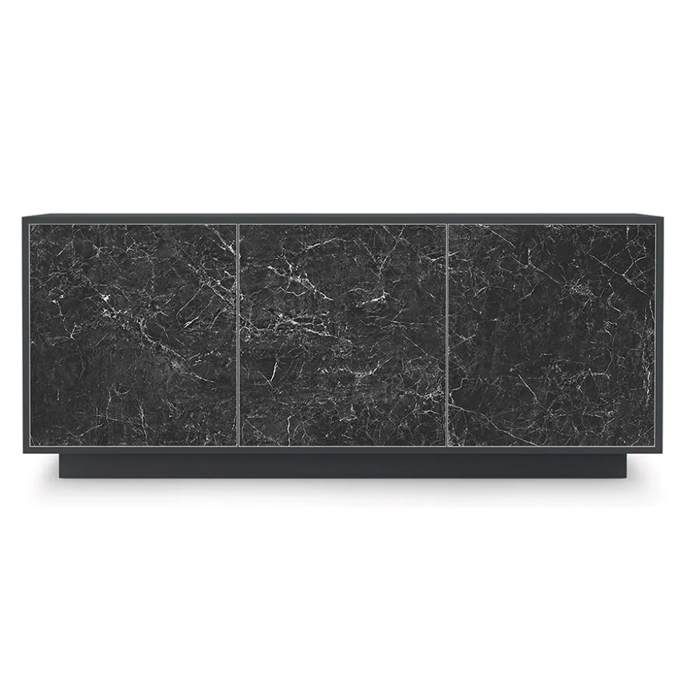 Madia in Legno Laccato con 2 o 3 Ante in Ceramica Made in Italy - Fiorenza