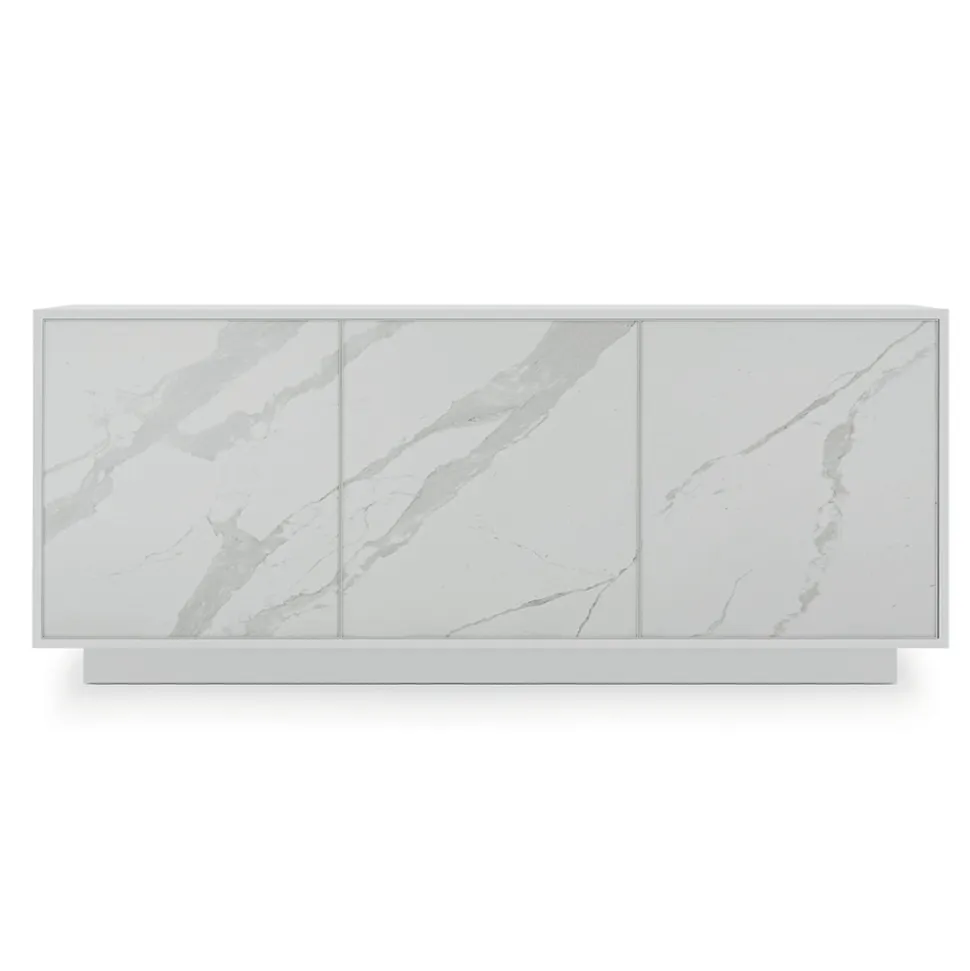 Madia in Legno Laccato con 2 o 3 Ante in Ceramica Made in Italy - Fiorenza