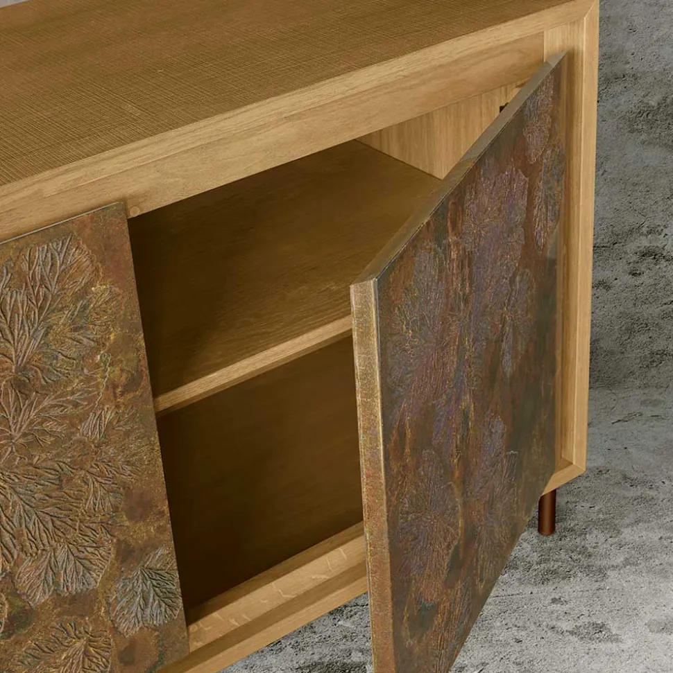 Madia in Legno Listellare con 3 Ante in MDF con Lavorazione Manuale - Veralia