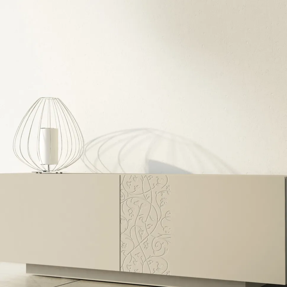 Madia in Mdf con Base a Zoccolo e Anta Decorata Made in Italy - Deodara