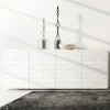 Madia in Mdf Laccato Bianco Opaco con Ante Decorate Made in Italy - Chicago