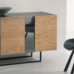 Madia in Nobilitato con 3 Ante in Rovere e Specchio Made in Italy - Romina