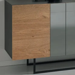 Madia in Nobilitato con 3 Ante in Rovere e Specchio Made in Italy - Romina